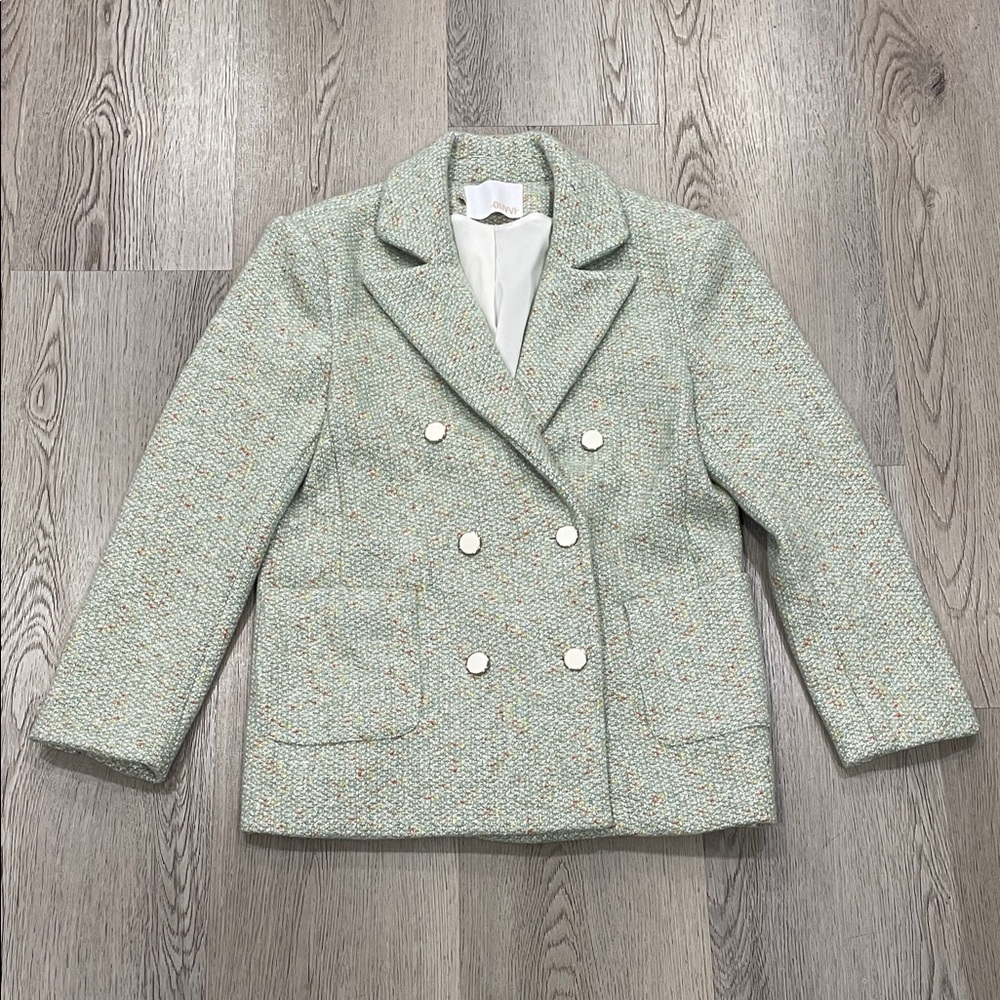 Olivvi blazer Women's Tweed Double-Breasted Jacket - Mint Green